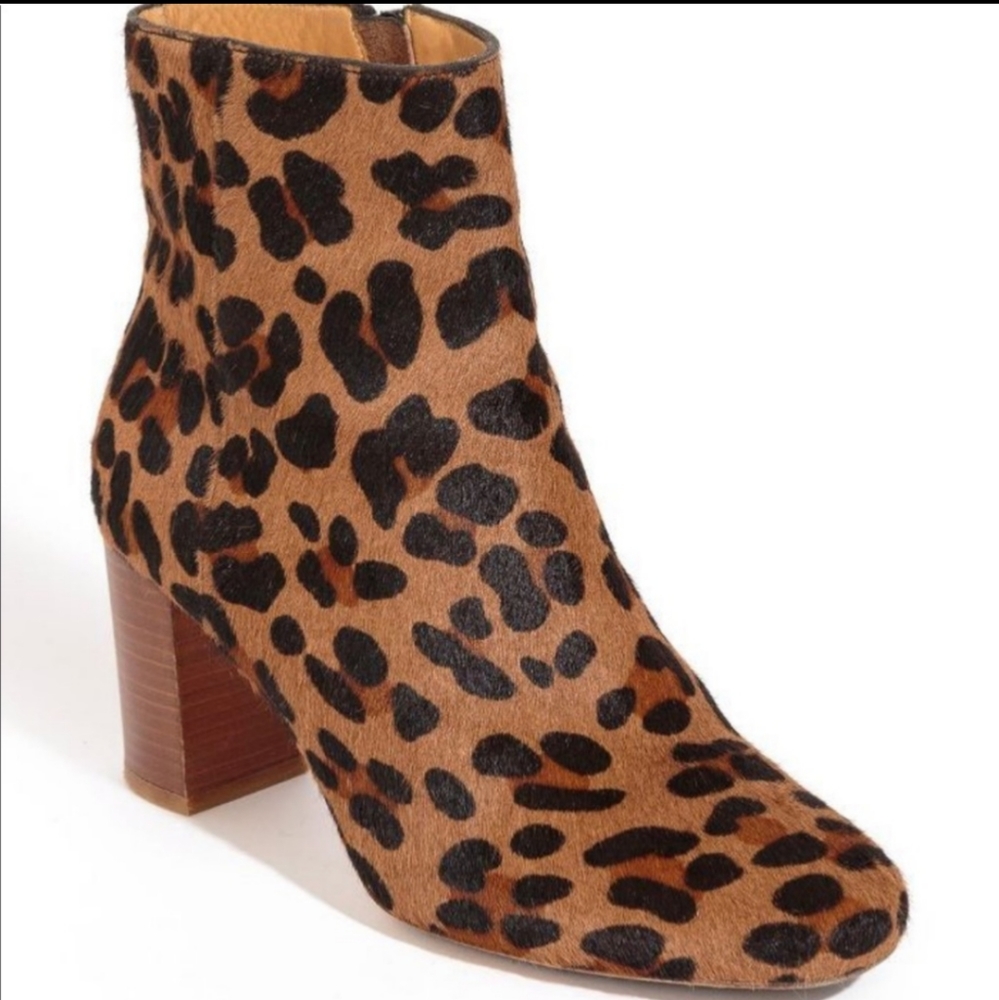 Sezane Lea Leopard Ankle Boots Size 38
